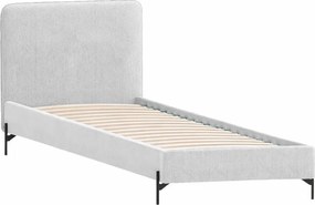 Világosszürke kárpitozott egyszemélyes ágy ágyráccsal 90x200 cm Barker – Ropez