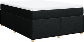 vidaXL fekete szövet rugós ágy matraccal 160x200 cm
