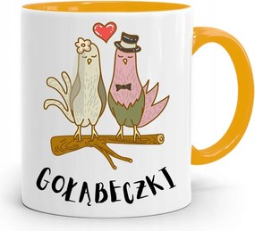 Sárga Ajándék Bögre Fiúnak Galambok nyomott mintával