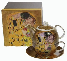 Klimt porcelán egyszemélyes teáskészlet A Csók