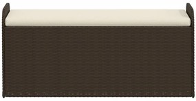 barna polyrattan tárolópad párnával 115 x 51 x 52 cm