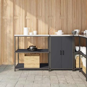 Konyhai Tároló Készlet 2 pcs Antracitszürke 150 x 50 x 92 cm