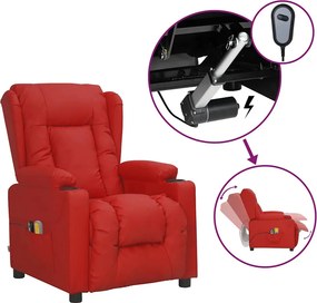 vidaXL bordó műbőr elektromos masszázsfotel