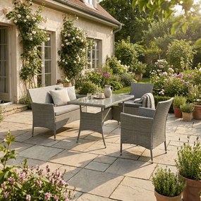 Kerti bútor garnitúra 100x60x69 cm, polyrattan, szürke, AZS-A1442 GREY