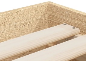 sonoma tölgy színű szerelt fa ágykeret fiókokkal 100 x 200 cm