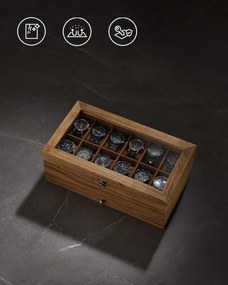12 rekeszes óratartó doboz rusztikus dió színben