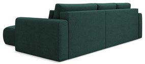 Zöld kinyitható-tárolóhelyes sarokkanapé (jobb oldali-heverő résszel) Kapua – Makamii