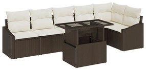 Kerti Kanapé Szett 7 pcs Barna és Krém 100 x 55 x 73 cm