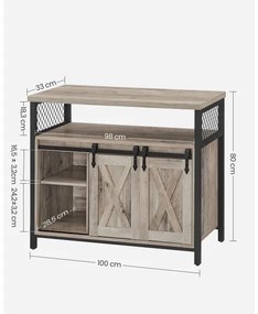 FIRA tolóajtós komód, taupe/fekete színben