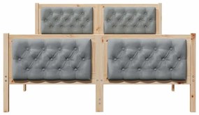 Ágykeret fejtámlával Világosszürke 140 x 190 cm Tömör fenyőfa