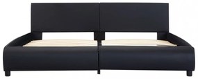 fekete műbőr ágykeret LED csíkkal 180 x 200 cm