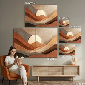 DUBLEZ | Fából készült boho kép - Sivatagi nap | Prémium UV nyomtatás