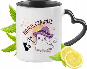 Fekete bögre szív alakú füllel Kamilla számára Ideális Ajándék