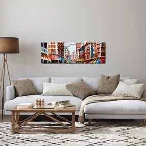 Kép - Hong Kong, olajfestmény (órával) (90x30 cm)