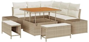 vidaXL Kerti Kanapé Szett párnával tárolóval 8 pcs Bézs Poli rattan