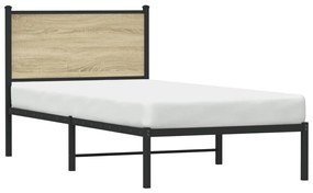sonoma tölgy színű fém ágykeret matrac nélkül 90 x 200 cm