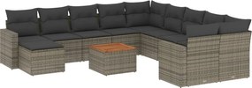 vidaXL 12 részes szürke polyrattan kerti ülőgarnitúra párnákkal