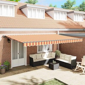 Behúzható napellenző Sárga és narancs 500x300 cm szövet