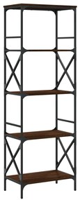 5 szintes barna tölgy színű szerelt fa könyvespolc 56x35x171 cm