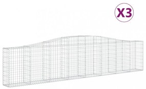 vidaXL 3 db íves horganyzott vas gabion kosár 400x30x80/100 cm