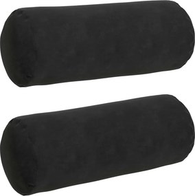 vidaXL Hengerpárnák 2 pcs Fekete Ø 15 x 40 cm Bársonyos szövet