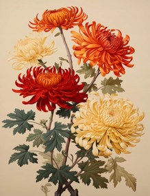 Poszter 50x65cm Táncoló krizantémok