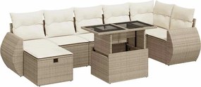vidaXL 8 részes bézs polyrattan kerti ülőgarnitúra párnával