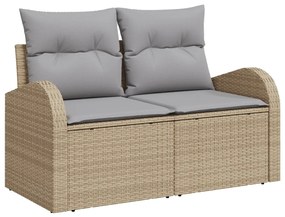 9 darabos kertikanapé szett párnákkal beige poli rattan
