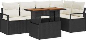 vidaXL Kert étkező szett párnával 6 pcs Fekete és Krém