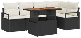 vidaXL Kert étkező szett párnával 6 pcs Fekete és Krém