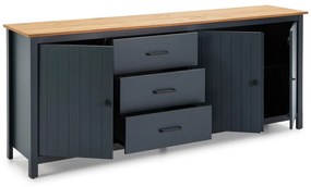 Sötétkék borovi fenyő alacsony komód 190x80 cm Miranda – Marckeric