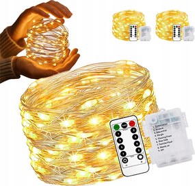 Led Vezetékes Elemes Lámpa Fehér Meleg 10M