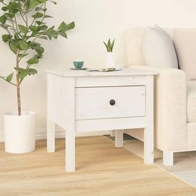 Fehér tömör fenyőfa kisasztal 50 x 50 x 49 cm