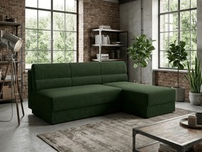 Kihúzható, kétoldalas L-alakú ülőgarnitúra TAVERO 201x140 cm, sötétzöld