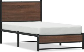vidaXL barna tölgy színű fém ágykeret matrac nélkül 90 x 190 cm