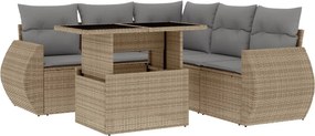 vidaXL 6 részes bézs polyrattan kerti ülőgarnitúra párnával