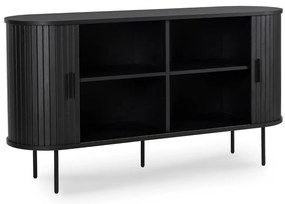 TRISH komód 140 cm, kétajtós, tolóajtós, fekete