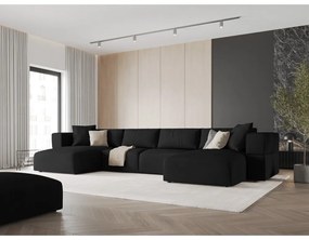 Fekete sarokkanapé ("U" alakú) Esther – Milo Casa