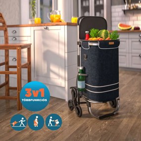 COMFORT bevásárlótáska lépcsőjáró kerekekkel, 50l, fekete Jurhan