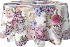 Abrosz Kerek Dekorációs Asztalra 140 CM Foltálló Kör Virág Minta 010