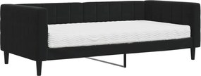 vidaXL fekete bársony heverő matraccal 90 x 190 cm