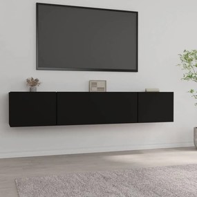 2 db fekete szerelt fa TV-szekrény 80 x 30 x 30 cm
