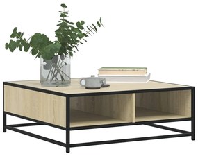 Sonoma tölgy szerelt fa és fém dohányzóasztal 80 x 80 x 30 cm