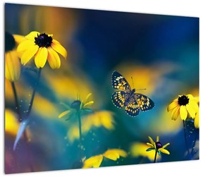 Kép - Sárga pillangó virággal (70x50 cm)