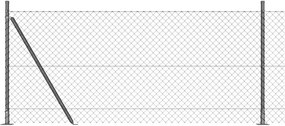 vidaXL Kerítésoszlop Szürke 25 x 0,8 m (40 x 40 mm háló) Acél és PVC