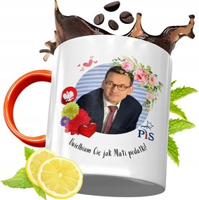 Narancssárga Bögre Mateusz Morawiecki Ajándék fényképes nyomtatással