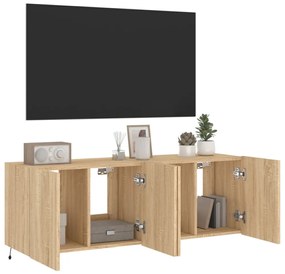 2 db sonoma tölgy színű fali TV-szekrény LED-del 60x35x41 cm