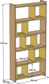 Box könyvespolc, dió-krém, 80 cm