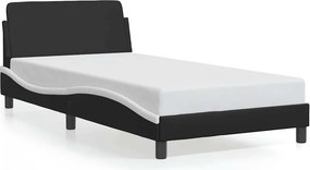 vidaXL fekete és fehér műbőr ágykeret Dover 100x200 cm