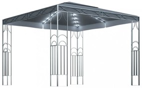 antracitszürke pavilon LED fényfüzérrel 300 x 300 cm